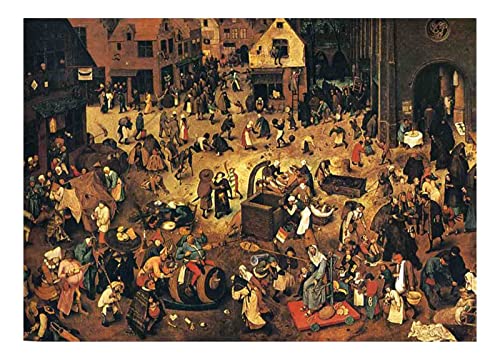 NBKJCO Leinwand Bilder Kampf zwischen Karneval und Fastenzeit von Pieter Bruegel the Elder Kunstdrucke Leinwand Nördliche Renaissance Kunstdruck Bild Wohnzimmer Dekorationen45x63cm 18"x25"UnGerahmt von NBKJCO
