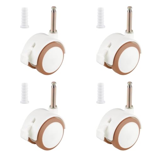 4 Stück Lenkrollen für Kindermöbel, für kinderbett babybett stubenwagen mit rollen, Möbelrollen mit Bremse, freilaufend, leise Geeignet (Beige) von NBKJDSXL
