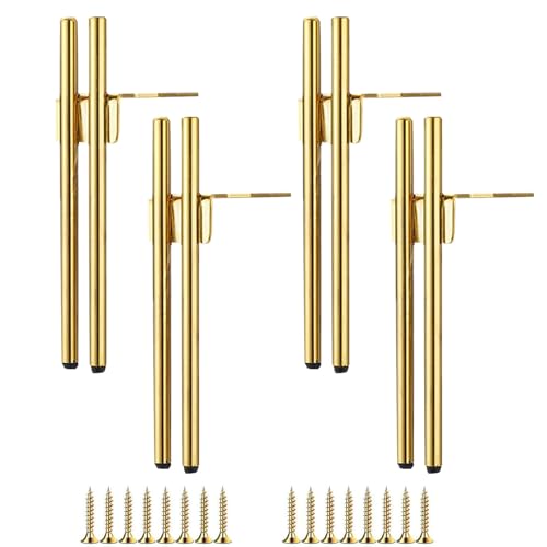 NBKJDSXL 4 Stück Möbelfüße Gold, 15 cm Schrank Füße mit Schrauben, Tischbeine Metall für TV-Schrank, Sofa und Möbel (15cm,Golden) von NBKJDSXL