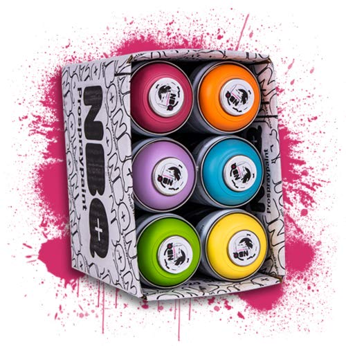 NBQ Packs Spray Paint Matte Finish Street Art RESTAURIERUNG Dekoration DYV Graffiti NIEDRIGER Druck (Basics Mix, 6) von NBQ