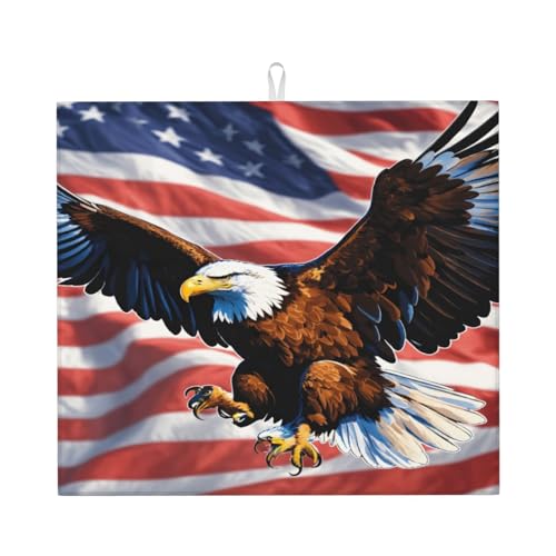 Abtropfmatte mit Adler mit USA-Flagge, saugfähig und leicht zu pflegen von NBRIEU