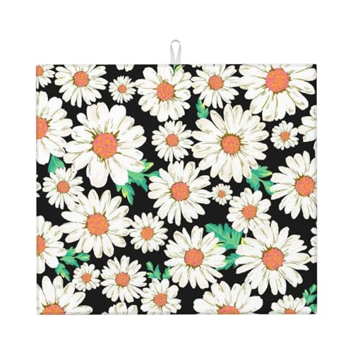 Abtropfmatte mit Gänseblümchen-Motiv, saugfähig und leicht zu pflegen von NBRIEU