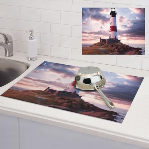 Beauty Lighthouse Abtropfmatte, super saugfähig, Mikrofaser, Abtropfmatte für Küchentheke, großes Geschirr, leicht zu reinigen, Mehrzweck-Abtropfmatte, 61 x 45,7 cm von NBSKSDLK