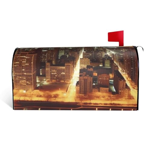 Chicago City Briefkastenabdeckungen, magnetisch, Standardgröße, 53,3 x 45,7 cm, dekorative Briefkasten-Abdeckung für Garten, Hof, Außenbereich, Briefkasten, wasserdicht von NBSKSDLK