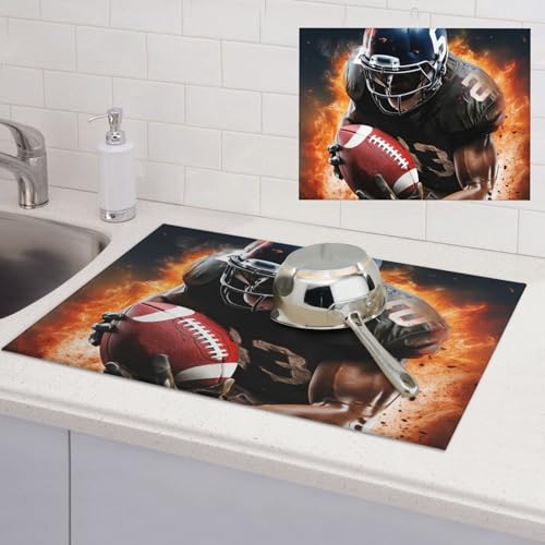 Cool American Football Abtropfmatte, super saugfähig, Mikrofaser, Abtropfmatte für Küchentheke, großes Geschirr, leicht zu reinigen, Mehrzweck-Abtropfmatte, 61 x 45 cm von NBSKSDLK