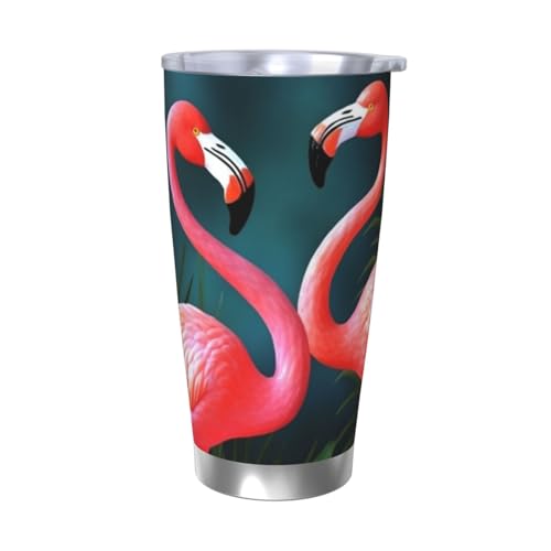 Flamingo Flowers Tumbler 590 ml, Edelstahl, vakuumisoliert, Kaffeebecher mit Deckel und Strohhalm, doppelwandiger Reisebecher für heiß/kalt, auslaufsicherer Thermobecher für Zuhause, Büro, Auto Flamingo Flowers Tumbler 590 ml, Edelstahl, vakuumisoliert, Kaffeebecher mit Deckel und Strohhalm, doppelwandiger Reisebecher für heiß/kalt, auslaufsicherer Thermobecher für Zuhause, Büro, Auto von NBSKSDLK