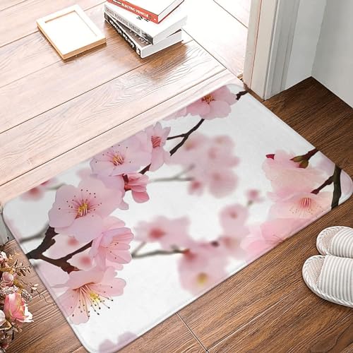 Fußmatte mit japanischer Kirschblüte, strapazierfähig, für drinnen und draußen, rutschfest, saugfähig, Schmutzfänger, Eingangsteppich, flaches Profil, waschbar, Fußmatten, Flanell-Badematte, 40,6 x 61 Fußmatte mit japanischer Kirschblüte, strapazierfähig, für drinnen und draußen, rutschfest, saugfähig, Schmutzfänger, Eingangsteppich, flaches Profil, waschbar, Fußmatten, Flanell-Badematte, 40,6 x 61 von NBSKSDLK