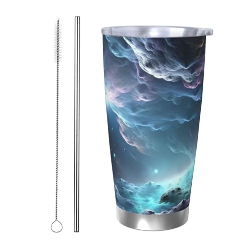 NBSKSDLK 3D Graphics Universe Space Tumbler aus Edelstahl, vakuumisolierter Kaffeebecher mit Deckel und Strohhalm, doppelwandiger Reisebecher für heiß/kalt, auslaufsicherer Thermobecher für Zuhause von NBSKSDLK