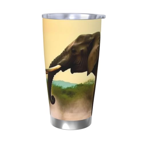 NBSKSDLK Africa Elephant Tumbler 590 ml, Edelstahl, vakuumisolierter Kaffeebecher mit Deckel und Strohhalm, doppelwandiger Reisebecher für heiß/kalt, auslaufsicherer Thermobecher für Zuhause, Büro NBSKSDLK Africa Elephant Tumbler 590 ml, Edelstahl, vakuumisolierter Kaffeebecher mit Deckel und Strohhalm, doppelwandiger Reisebecher für heiß/kalt, auslaufsicherer Thermobecher für Zuhause, Büro von NBSKSDLK