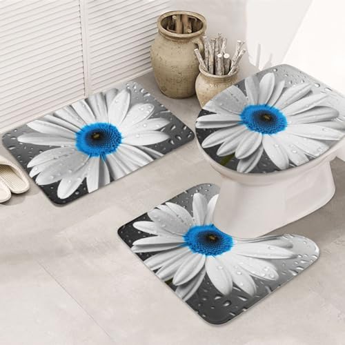 NBSKSDLK Badezimmerteppich-Set, 3-teilig, rutschfest, saugfähig, U-förmiger WC-Vorleger mit WC-Abdeckung, Memory-Schaum-Badematten-Set für luxuriöse Badezimmer-Dekoration von NBSKSDLK