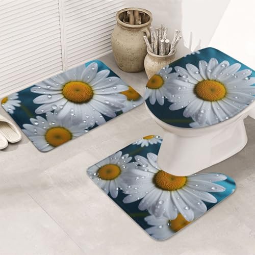 NBSKSDLK Badezimmerteppich-Set, Gänseblümchen, rutschfest, saugfähig, U-förmiger WC-Vorleger mit WC-Abdeckung, Memory-Schaum-Badteppich-Set für luxuriöse Badezimmer-Dekoration NBSKSDLK Badezimmerteppich-Set, Gänseblümchen, rutschfest, saugfähig, U-förmiger WC-Vorleger mit WC-Abdeckung, Memory-Schaum-Badteppich-Set für luxuriöse Badezimmer-Dekoration von NBSKSDLK