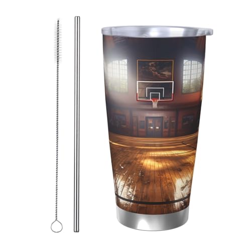 NBSKSDLK Basketballplatz-Becher aus Edelstahl, vakuumisoliert, mit Deckel und Strohhalm, doppelwandiger Reisebecher für heiß/kalt, auslaufsicherer Thermobecher für Zuhause, Büro, Auto, 590 ml NBSKSDLK Basketballplatz-Becher aus Edelstahl, vakuumisoliert, mit Deckel und Strohhalm, doppelwandiger Reisebecher für heiß/kalt, auslaufsicherer Thermobecher für Zuhause, Büro, Auto, 590 ml von NBSKSDLK