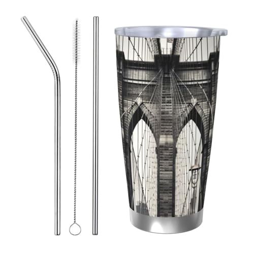 NBSKSDLK Brooklyn Bridge Tumbler aus Edelstahl, vakuumisoliert, Kaffeebecher mit Deckel und Strohhalm, doppelwandiger Reisebecher für heiß/kalt, auslaufsicherer Thermobecher für Zuhause, Büro, Auto NBSKSDLK Brooklyn Bridge Tumbler aus Edelstahl, vakuumisoliert, Kaffeebecher mit Deckel und Strohhalm, doppelwandiger Reisebecher für heiß/kalt, auslaufsicherer Thermobecher für Zuhause, Büro, Auto von NBSKSDLK