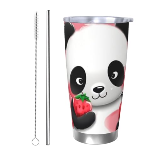 NBSKSDLK Cartoon-Erdbeer-Panda-Becher aus Edelstahl, vakuumisoliert, mit Deckel und Strohhalm, doppelwandiger Reisebecher für heiß/kalt, auslaufsicherer Thermobecher für Zuhause, Büro, Auto, 590 ml NBSKSDLK Cartoon-Erdbeer-Panda-Becher aus Edelstahl, vakuumisoliert, mit Deckel und Strohhalm, doppelwandiger Reisebecher für heiß/kalt, auslaufsicherer Thermobecher für Zuhause, Büro, Auto, 590 ml von NBSKSDLK