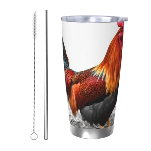 NBSKSDLK Chicken Rooster Tumbler 590 ml, Edelstahl, vakuumisolierter Kaffeebecher mit Deckel und Strohhalm, doppelwandiger Reisebecher für heiß/kalt, auslaufsicherer Thermobecher für Zuhause, Büro NBSKSDLK Chicken Rooster Tumbler 590 ml, Edelstahl, vakuumisolierter Kaffeebecher mit Deckel und Strohhalm, doppelwandiger Reisebecher für heiß/kalt, auslaufsicherer Thermobecher für Zuhause, Büro von NBSKSDLK