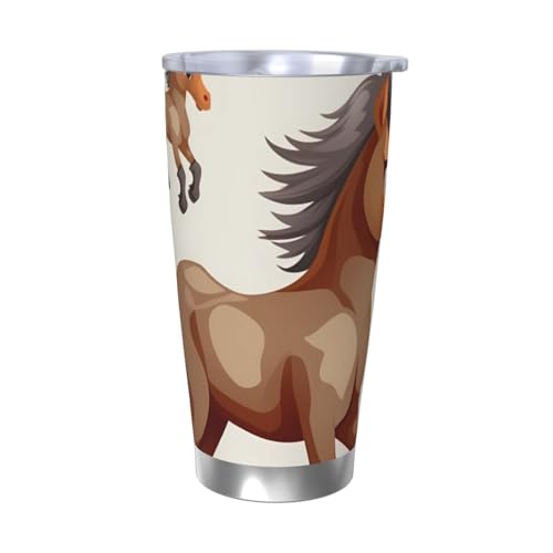 NBSKSDLK Cute Horse Tumbler 590 ml, Edelstahl, vakuumisolierter Kaffeebecher mit Deckel und Strohhalm, doppelwandiger Reisebecher für heiß/kalt, auslaufsicherer Thermobecher für Zuhause, Büro, Auto NBSKSDLK Cute Horse Tumbler 590 ml, Edelstahl, vakuumisolierter Kaffeebecher mit Deckel und Strohhalm, doppelwandiger Reisebecher für heiß/kalt, auslaufsicherer Thermobecher für Zuhause, Büro, Auto von NBSKSDLK