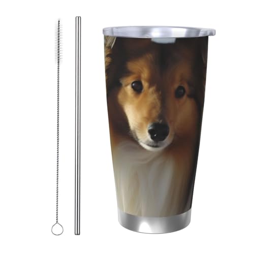 NBSKSDLK Cute Shetland-Hundebecher, Edelstahl, vakuumisoliert, Kaffeebecher mit Deckel und Strohhalm, doppelwandiger Reisebecher für heiß/kalt, auslaufsicherer Thermobecher für Zuhause, Büro, Auto NBSKSDLK Cute Shetland-Hundebecher, Edelstahl, vakuumisoliert, Kaffeebecher mit Deckel und Strohhalm, doppelwandiger Reisebecher für heiß/kalt, auslaufsicherer Thermobecher für Zuhause, Büro, Auto von NBSKSDLK