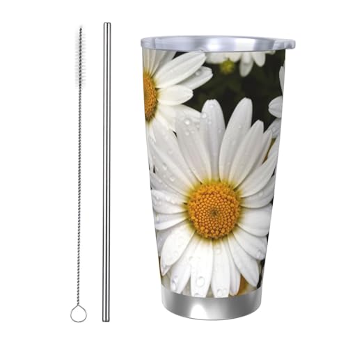 NBSKSDLK Daisy Flower Tumbler aus Edelstahl, vakuumisoliert, Kaffeebecher mit Deckel und Strohhalm, doppelwandiger Reisebecher für heiß/kalt, auslaufsicherer Thermobecher für Zuhause, Büro, Auto, 590 NBSKSDLK Daisy Flower Tumbler aus Edelstahl, vakuumisoliert, Kaffeebecher mit Deckel und Strohhalm, doppelwandiger Reisebecher für heiß/kalt, auslaufsicherer Thermobecher für Zuhause, Büro, Auto, 590 von NBSKSDLK