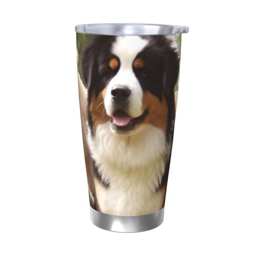 NBSKSDLK Dog Family Tumbler Edelstahl-Kaffeebecher mit Deckel und Strohhalm, doppelwandiger Reisebecher für heiß/kalt, auslaufsicherer Thermobecher für Zuhause, Büro, Auto, 590 ml von NBSKSDLK