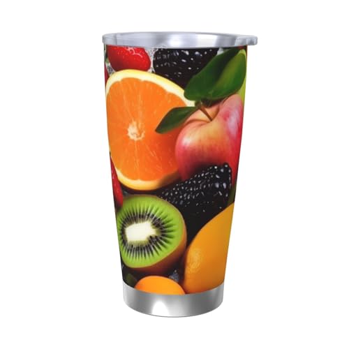 NBSKSDLK Farbenfroher Fruchtbecher, Edelstahl, vakuumisoliert, Kaffeebecher mit Deckel und Strohhalm, doppelwandiger Reisebecher für heiß/kalt, auslaufsicherer Thermobecher für Zuhause, Büro, Auto NBSKSDLK Farbenfroher Fruchtbecher, Edelstahl, vakuumisoliert, Kaffeebecher mit Deckel und Strohhalm, doppelwandiger Reisebecher für heiß/kalt, auslaufsicherer Thermobecher für Zuhause, Büro, Auto von NBSKSDLK