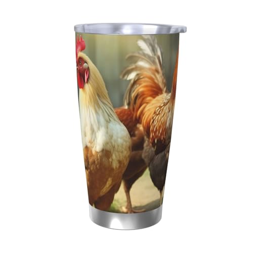 NBSKSDLK Farm Rustikaler Hühner-Becher aus Edelstahl, vakuumisoliert, mit Deckel und Strohhalm, doppelwandiger Reisebecher für heiß/kalt, auslaufsicherer Thermobecher für Zuhause, Büro, Auto, 590 ml NBSKSDLK Farm Rustikaler Hühner-Becher aus Edelstahl, vakuumisoliert, mit Deckel und Strohhalm, doppelwandiger Reisebecher für heiß/kalt, auslaufsicherer Thermobecher für Zuhause, Büro, Auto, 590 ml von NBSKSDLK