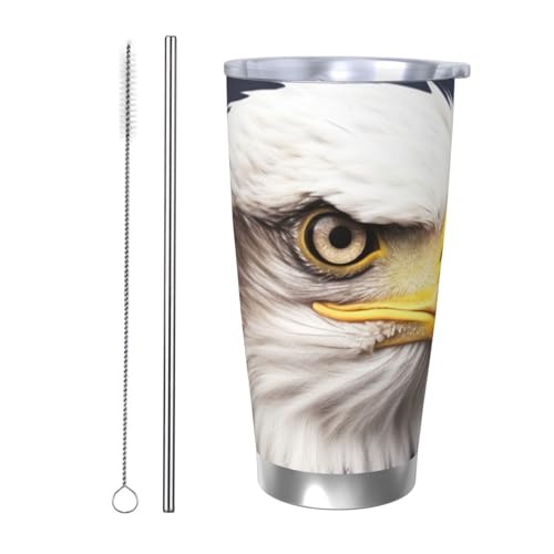 NBSKSDLK Glatzenadler Tumbler aus Edelstahl, vakuumisoliert, Kaffeebecher mit Deckel und Strohhalm, doppelwandiger Reisebecher für heiß/kalt, auslaufsicherer Thermobecher für Zuhause, Büro, Auto, 590 NBSKSDLK Glatzenadler Tumbler aus Edelstahl, vakuumisoliert, Kaffeebecher mit Deckel und Strohhalm, doppelwandiger Reisebecher für heiß/kalt, auslaufsicherer Thermobecher für Zuhause, Büro, Auto, 590 von NBSKSDLK