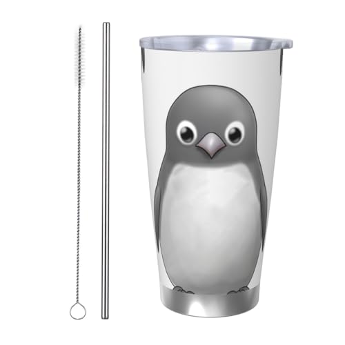 NBSKSDLK Grauer Pinguin-Becher aus Edelstahl, vakuumisoliert, mit Deckel und Strohhalm, doppelwandiger Reisebecher für heiß/kalt, auslaufsicherer Thermobecher für Zuhause, Büro, Auto NBSKSDLK Grauer Pinguin-Becher aus Edelstahl, vakuumisoliert, mit Deckel und Strohhalm, doppelwandiger Reisebecher für heiß/kalt, auslaufsicherer Thermobecher für Zuhause, Büro, Auto von NBSKSDLK