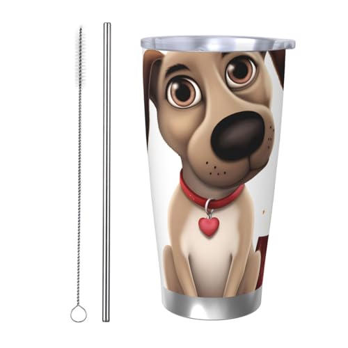 NBSKSDLK Hundebecher, Edelstahl, vakuumisoliert, Kaffeebecher mit Deckel und Strohhalm, doppelwandiger Reisebecher für heiß/kalt, auslaufsicherer Thermobecher für Zuhause, Büro, Auto, 590 ml NBSKSDLK Hundebecher, Edelstahl, vakuumisoliert, Kaffeebecher mit Deckel und Strohhalm, doppelwandiger Reisebecher für heiß/kalt, auslaufsicherer Thermobecher für Zuhause, Büro, Auto, 590 ml von NBSKSDLK