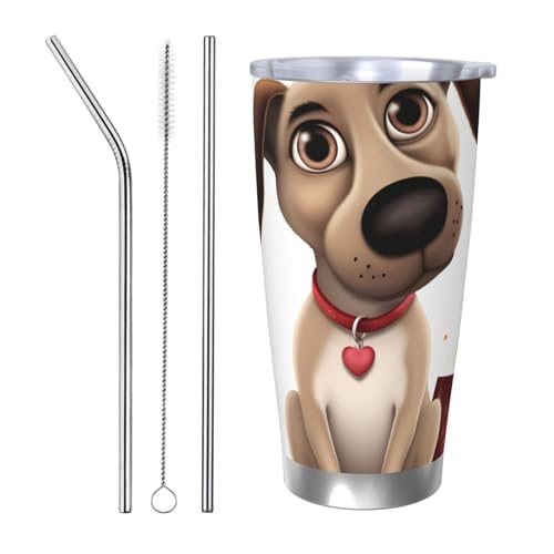 NBSKSDLK Hundebecher, Edelstahl, vakuumisoliert, Kaffeebecher mit Deckel und Strohhalm, doppelwandiger Reisebecher für heiß/kalt, auslaufsicherer Thermobecher für Zuhause, Büro, Auto, 590 ml NBSKSDLK Hundebecher, Edelstahl, vakuumisoliert, Kaffeebecher mit Deckel und Strohhalm, doppelwandiger Reisebecher für heiß/kalt, auslaufsicherer Thermobecher für Zuhause, Büro, Auto, 590 ml von NBSKSDLK