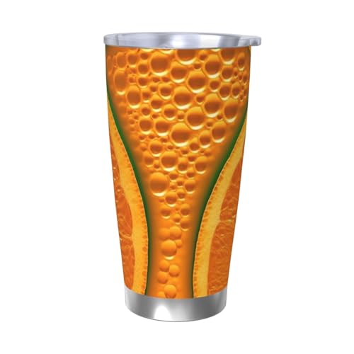 NBSKSDLK Kaffeebecher aus Edelstahl, vakuumisoliert, mit Deckel und Strohhalm, doppelwandiger Reisebecher für heiß/kalt, auslaufsicherer Thermobecher für Zuhause, Büro, Auto, Orange von NBSKSDLK