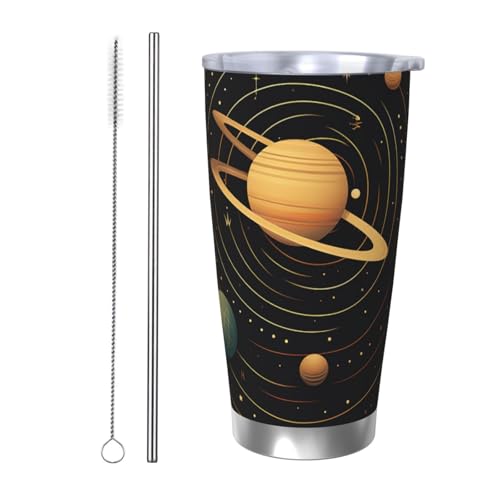 NBSKSDLK Kaffeebecher mit Retro-Astronomie-Muster, Edelstahl, vakuumisoliert, mit Deckel und Strohhalm, doppelwandiger Reisebecher für heiß/kalt, auslaufsicherer Thermobecher für Zuhause, Büro, Auto NBSKSDLK Kaffeebecher mit Retro-Astronomie-Muster, Edelstahl, vakuumisoliert, mit Deckel und Strohhalm, doppelwandiger Reisebecher für heiß/kalt, auslaufsicherer Thermobecher für Zuhause, Büro, Auto von NBSKSDLK