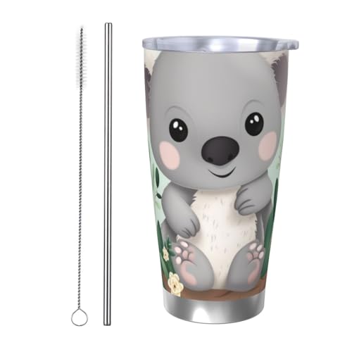 NBSKSDLK Koala Tumbler Vakuumisolierter Kaffeebecher aus Edelstahl mit Deckel und Strohhalm, doppelwandiger Reisebecher für heiß/kalt, auslaufsicherer Thermobecher für Zuhause, Büro, Auto, 590 ml NBSKSDLK Koala Tumbler Vakuumisolierter Kaffeebecher aus Edelstahl mit Deckel und Strohhalm, doppelwandiger Reisebecher für heiß/kalt, auslaufsicherer Thermobecher für Zuhause, Büro, Auto, 590 ml von NBSKSDLK