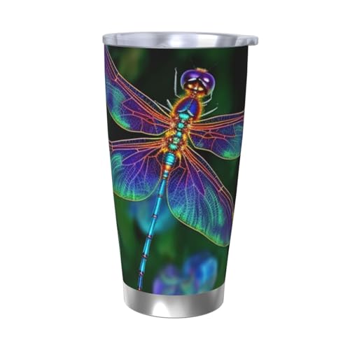 NBSKSDLK Libellen-Becher aus Edelstahl, vakuumisoliert, mit Deckel und Strohhalm, doppelwandiger Reisebecher für heiß/kalt, auslaufsicherer Thermobecher für Zuhause, Büro, Auto, 590 ml NBSKSDLK Libellen-Becher aus Edelstahl, vakuumisoliert, mit Deckel und Strohhalm, doppelwandiger Reisebecher für heiß/kalt, auslaufsicherer Thermobecher für Zuhause, Büro, Auto, 590 ml von NBSKSDLK