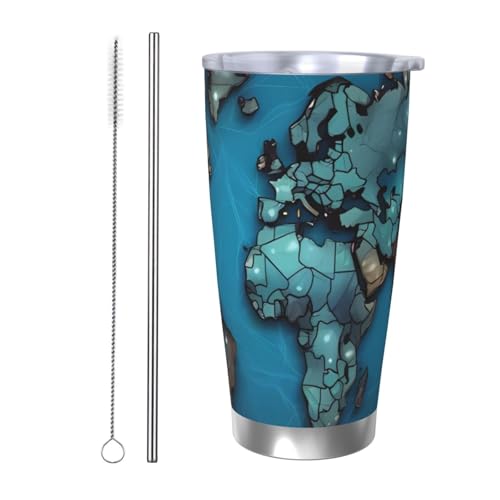 NBSKSDLK Map Tumbler Vakuumisolierter Kaffeebecher aus Edelstahl mit Deckel und Strohhalm, doppelwandiger Reisebecher für heiß/kalt, auslaufsicherer Thermobecher für Zuhause, Büro, Auto, 590 ml NBSKSDLK Map Tumbler Vakuumisolierter Kaffeebecher aus Edelstahl mit Deckel und Strohhalm, doppelwandiger Reisebecher für heiß/kalt, auslaufsicherer Thermobecher für Zuhause, Büro, Auto, 590 ml von NBSKSDLK
