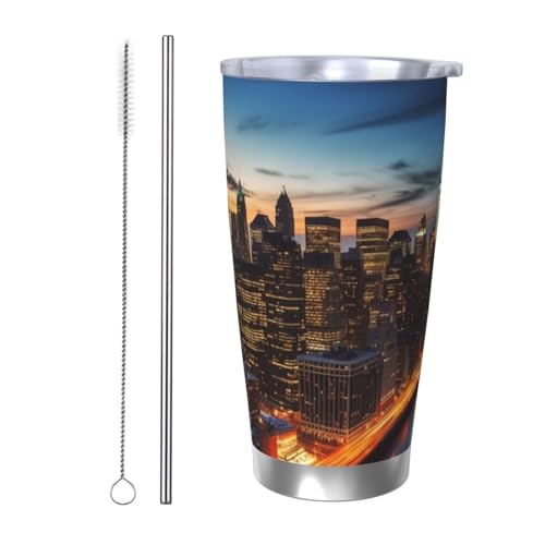 NBSKSDLK New York City Scenery Tumbler aus Edelstahl, vakuumisoliert, mit Deckel und Strohhalm, doppelwandiger Reisebecher für heiß/kalt, auslaufsicherer Thermobecher für Zuhause, Büro, Auto, 590 ml NBSKSDLK New York City Scenery Tumbler aus Edelstahl, vakuumisoliert, mit Deckel und Strohhalm, doppelwandiger Reisebecher für heiß/kalt, auslaufsicherer Thermobecher für Zuhause, Büro, Auto, 590 ml von NBSKSDLK
