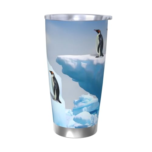 NBSKSDLK Penguins On The Iceberg Tumbler 590 ml, vakuumisolierter Kaffeebecher aus Edelstahl mit Deckel und Strohhalm, doppelwandiger Reisebecher für heiß/kalt, auslaufsicherer Thermobecher für NBSKSDLK Penguins On The Iceberg Tumbler 590 ml, vakuumisolierter Kaffeebecher aus Edelstahl mit Deckel und Strohhalm, doppelwandiger Reisebecher für heiß/kalt, auslaufsicherer Thermobecher für von NBSKSDLK