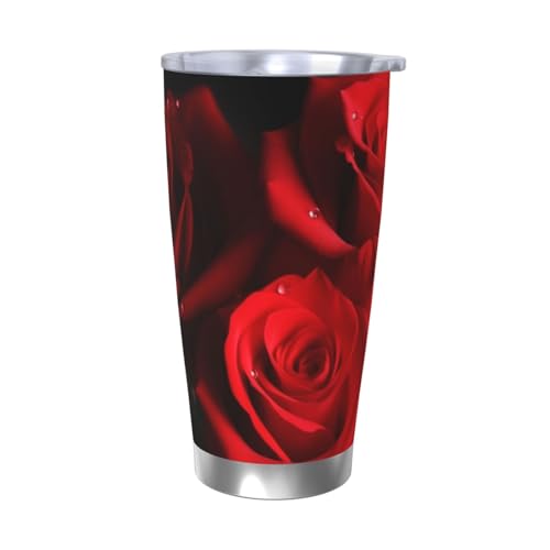 NBSKSDLK Red Roses Tumbler Edelstahl-Kaffeebecher mit Deckel und Strohhalm, doppelwandiger Reisebecher für heiß/kalt, auslaufsicherer Thermobecher für Zuhause, Büro, Auto, 590 ml NBSKSDLK Red Roses Tumbler Edelstahl-Kaffeebecher mit Deckel und Strohhalm, doppelwandiger Reisebecher für heiß/kalt, auslaufsicherer Thermobecher für Zuhause, Büro, Auto, 590 ml von NBSKSDLK