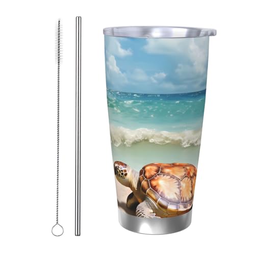 NBSKSDLK Sea Turtle Seestern Tumbler 590 ml, Edelstahl, vakuumisolierter Kaffeebecher mit Deckel und Strohhalm, doppelwandiger Reisebecher für heiß/kalt, auslaufsicherer Thermobecher für Zuhause, Büro NBSKSDLK Sea Turtle Seestern Tumbler 590 ml, Edelstahl, vakuumisolierter Kaffeebecher mit Deckel und Strohhalm, doppelwandiger Reisebecher für heiß/kalt, auslaufsicherer Thermobecher für Zuhause, Büro von NBSKSDLK