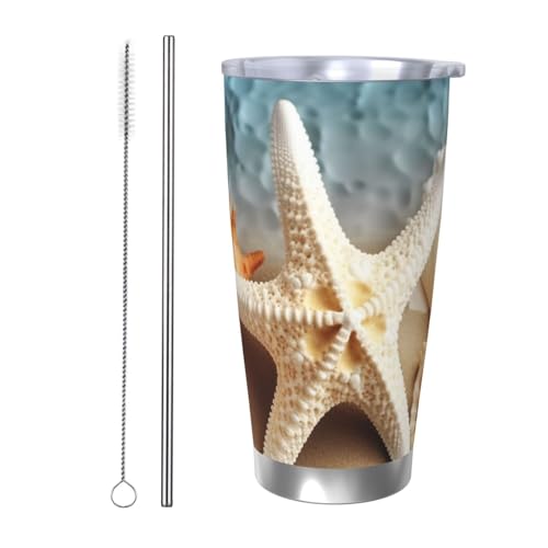NBSKSDLK Seestern-Korallen- und Muschelbecher, Edelstahl, vakuumisoliert, Kaffeebecher mit Deckel und Strohhalm, doppelwandiger Reisebecher für heiß/kalt, auslaufsicherer Thermobecher für Zuhause NBSKSDLK Seestern-Korallen- und Muschelbecher, Edelstahl, vakuumisoliert, Kaffeebecher mit Deckel und Strohhalm, doppelwandiger Reisebecher für heiß/kalt, auslaufsicherer Thermobecher für Zuhause von NBSKSDLK