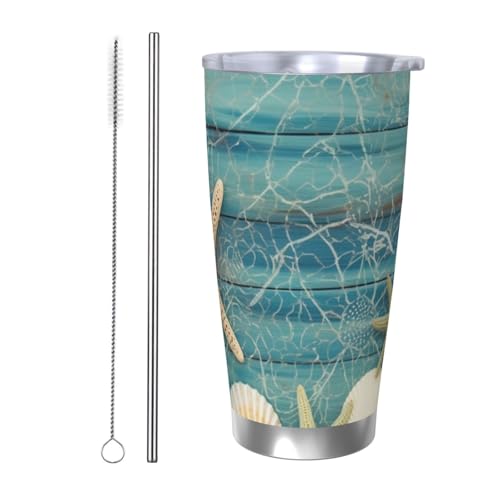 NBSKSDLK Shell Seestern Pattern Tumbler 590.0 g Stainless Steel Vacuum Insulated Coffee Tumbler with Lid and Straw, Double Wall Travel Mug for Hot / Cold, Spill-Proof Thermal Cup for Home Office Car NBSKSDLK Shell Seestern Pattern Tumbler 590.0 g Stainless Steel Vacuum Insulated Coffee Tumbler with Lid and Straw, Double Wall Travel Mug for Hot / Cold, Spill-Proof Thermal Cup for Home Office Car von NBSKSDLK