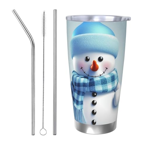 NBSKSDLK Süßer Schneemann-Becher aus Edelstahl, vakuumisoliert, mit Deckel und Strohhalm, doppelwandiger Reisebecher für heiß/kalt, auslaufsicherer Thermobecher für Zuhause, Büro, Auto, 590 ml NBSKSDLK Süßer Schneemann-Becher aus Edelstahl, vakuumisoliert, mit Deckel und Strohhalm, doppelwandiger Reisebecher für heiß/kalt, auslaufsicherer Thermobecher für Zuhause, Büro, Auto, 590 ml von NBSKSDLK