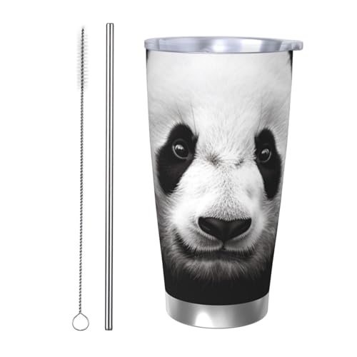 NBSKSDLK Süßer schwarz-weißer Panda-Becher aus Edelstahl, vakuumisoliert, mit Deckel und Strohhalm, doppelwandiger Reisebecher für heiß/kalt, auslaufsicherer Thermobecher für Zuhause, Büro, Auto NBSKSDLK Süßer schwarz-weißer Panda-Becher aus Edelstahl, vakuumisoliert, mit Deckel und Strohhalm, doppelwandiger Reisebecher für heiß/kalt, auslaufsicherer Thermobecher für Zuhause, Büro, Auto von NBSKSDLK