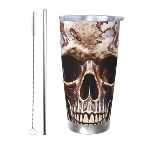 NBSKSDLK Totenkopf auf weißem Hintergrund, Edelstahl, vakuumisoliert, Kaffeebecher mit Deckel und Strohhalm, doppelwandiger Reisebecher für heiß/kalt, auslaufsicherer Thermobecher für Zuhause, Büro NBSKSDLK Totenkopf auf weißem Hintergrund, Edelstahl, vakuumisoliert, Kaffeebecher mit Deckel und Strohhalm, doppelwandiger Reisebecher für heiß/kalt, auslaufsicherer Thermobecher für Zuhause, Büro von NBSKSDLK