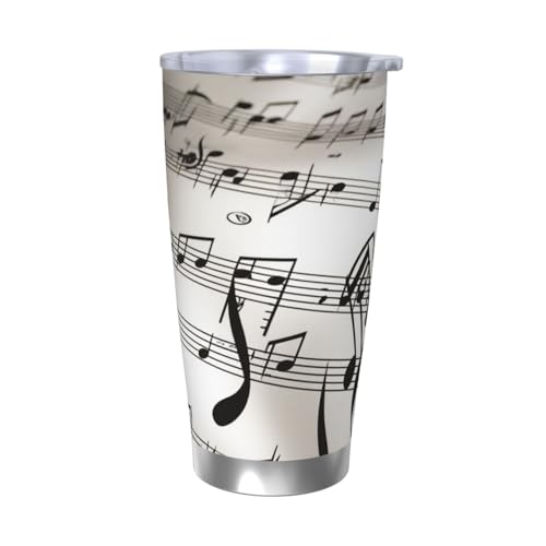 NBSKSDLK Trinkbecher mit Musiknoten-Aufdruck, Edelstahl, vakuumisoliert, mit Deckel und Strohhalm, doppelwandiger Reisebecher für heiß/kalt, auslaufsicherer Thermobecher für Zuhause, Büro, Auto, 590 NBSKSDLK Trinkbecher mit Musiknoten-Aufdruck, Edelstahl, vakuumisoliert, mit Deckel und Strohhalm, doppelwandiger Reisebecher für heiß/kalt, auslaufsicherer Thermobecher für Zuhause, Büro, Auto, 590 von NBSKSDLK