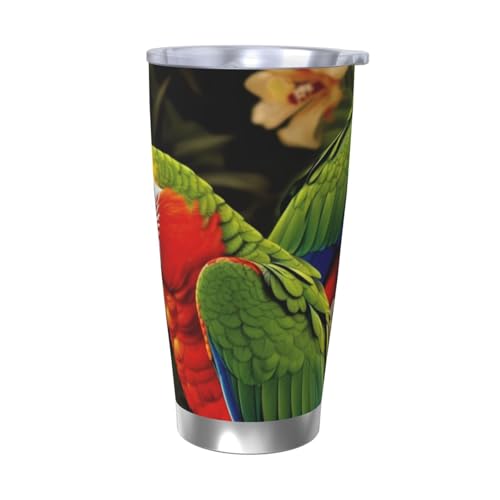 NBSKSDLK Tropical Parrot Tumbler 590 ml, Edelstahl, vakuumisolierter Kaffeebecher mit Deckel und Strohhalm, doppelwandiger Reisebecher für heiß/kalt, auslaufsicherer Thermobecher für Zuhause, Büro NBSKSDLK Tropical Parrot Tumbler 590 ml, Edelstahl, vakuumisolierter Kaffeebecher mit Deckel und Strohhalm, doppelwandiger Reisebecher für heiß/kalt, auslaufsicherer Thermobecher für Zuhause, Büro von NBSKSDLK