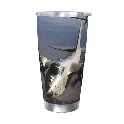 NBSKSDLK US-Armee-Flugzeug-Becher, 590 ml, Edelstahl, vakuumisoliert, Kaffeebecher mit Deckel und Strohhalm, doppelwandiger Reisebecher für heiß/kalt, auslaufsicherer Thermobecher für Zuhause, Büro von NBSKSDLK