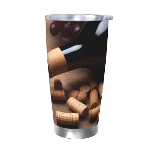 NBSKSDLK Weinflaschenkorken, Traubenbecher, Edelstahl, vakuumisoliert, Kaffeebecher mit Deckel und Strohhalm, doppelwandiger Reisebecher für heiß/kalt, auslaufsicherer Thermobecher für Zuhause, Büro NBSKSDLK Weinflaschenkorken, Traubenbecher, Edelstahl, vakuumisoliert, Kaffeebecher mit Deckel und Strohhalm, doppelwandiger Reisebecher für heiß/kalt, auslaufsicherer Thermobecher für Zuhause, Büro von NBSKSDLK