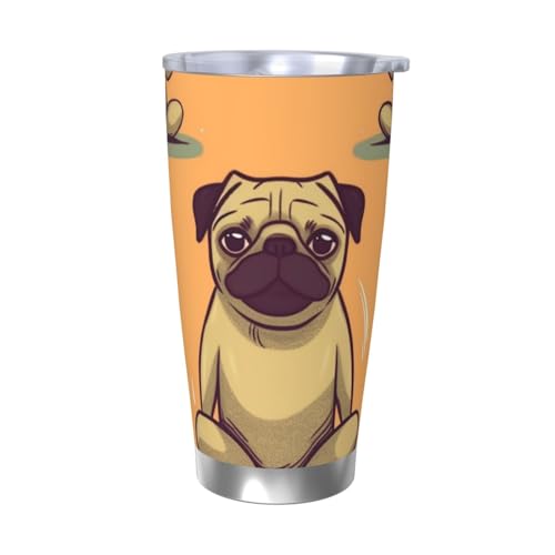 NBSKSDLK Yoga-Becher mit Mops-Motiv, Edelstahl, vakuumisoliert, mit Deckel und Strohhalm, doppelwandiger Reisebecher für heiß/kalt, auslaufsicherer Thermobecher für Zuhause, Büro, Auto, 590 ml NBSKSDLK Yoga-Becher mit Mops-Motiv, Edelstahl, vakuumisoliert, mit Deckel und Strohhalm, doppelwandiger Reisebecher für heiß/kalt, auslaufsicherer Thermobecher für Zuhause, Büro, Auto, 590 ml von NBSKSDLK