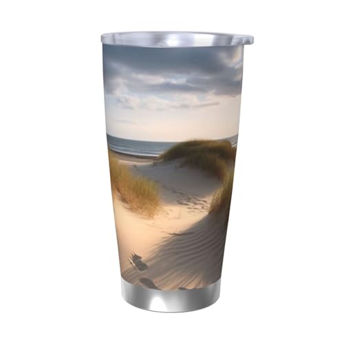 NBSKSDLK beach dunes Tumbler Edelstahl-Vakuumisolierter Kaffeebecher mit Deckel und Strohhalm, doppelwandiger Reisebecher für heiß/kalt, auslaufsicherer Thermobecher für Zuhause, Büro, Auto, 590 ml von NBSKSDLK