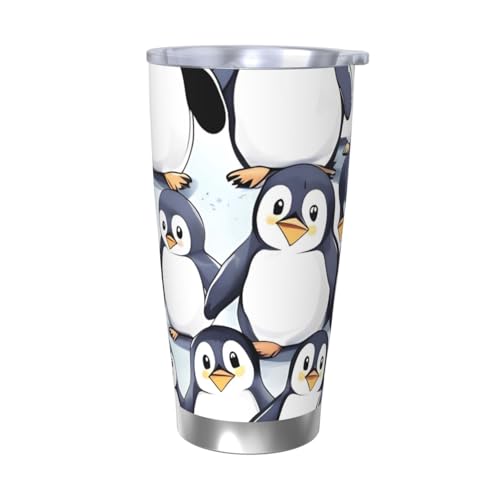 many Cute Baby Penguins Sketch Tumbler 590.0 g, Stainless Steel Vacuum Insulated Coffee Tumbler with Lid and Straw, Double Wall Travel Mug for Hot / Cold, Spill-Proof Thermal Cup for Home Office Car von NBSKSDLK